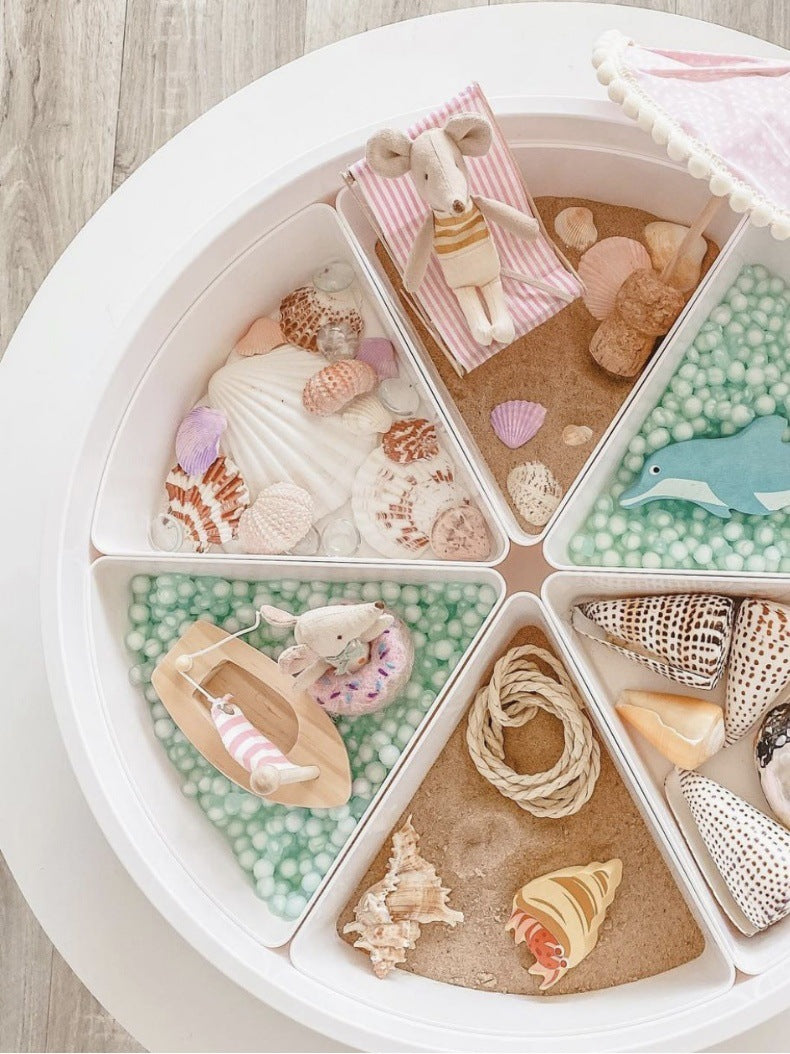 Sydney Sensory Play Tray with 6 removable compartments and usable lid.